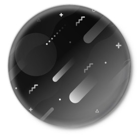 Значок с принтом Падение комет в космосе ,  металл | круглая форма, металлическая застежка в виде булавки | 
