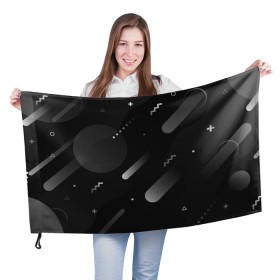 Флаг 3D с принтом Падение комет в космосе , 100% полиэстер | плотность ткани — 95 г/м2, размер — 67 х 109 см. Принт наносится с одной стороны | 