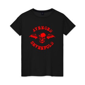 Женская футболка хлопок с принтом Avenged Sevenfold , 100% хлопок | прямой крой, круглый вырез горловины, длина до линии бедер, слегка спущенное плечо | 