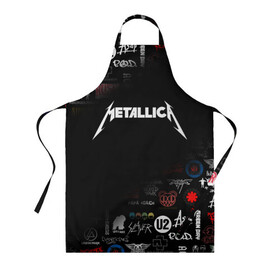 Фартук 3D с принтом Metallica | Металлика (Z) , 100% полиэстер | общий размер — 65 х 85 см, ширина нагрудника — 26 см, горловина — 53 см, длина завязок — 54 см, общий обхват в поясе — 173 см. Принт на завязках и на горловине наносится с двух сторон, на основной части фартука — только с внешней стороны | james alan hetfield | джеймс хетфилд | кирк хэмметт | ларс ульрих | металлика | музыка | роберт трухильо | трэш метал | хеви метал