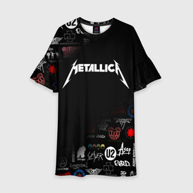 Детское платье 3D с принтом Metallica | Металлика (Z) , 100% полиэстер | прямой силуэт, чуть расширенный к низу. Круглая горловина, на рукавах — воланы | james alan hetfield | джеймс хетфилд | кирк хэмметт | ларс ульрих | металлика | музыка | роберт трухильо | трэш метал | хеви метал