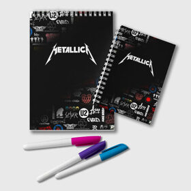 Блокнот с принтом Metallica , 100% бумага | 48 листов, плотность листов — 60 г/м2, плотность картонной обложки — 250 г/м2. Листы скреплены удобной пружинной спиралью. Цвет линий — светло-серый
 | Тематика изображения на принте: james alan hetfield | джеймс хетфилд | кирк хэмметт | ларс ульрих | металлика | музыка | роберт трухильо | трэш метал | хеви метал