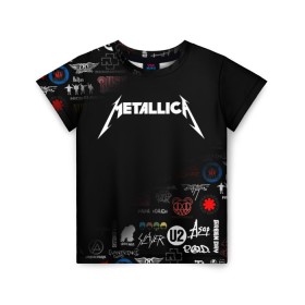 Детская футболка 3D с принтом Metallica , 100% гипоаллергенный полиэфир | прямой крой, круглый вырез горловины, длина до линии бедер, чуть спущенное плечо, ткань немного тянется | james alan hetfield | джеймс хетфилд | кирк хэмметт | ларс ульрих | металлика | музыка | роберт трухильо | трэш метал | хеви метал