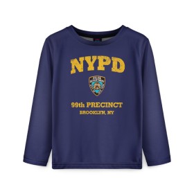 Детский лонгслив 3D с принтом Бруклин 9-9 департамент NYPD , 100% полиэстер | длинные рукава, круглый вырез горловины, полуприлегающий силуэт
 | 99 | brooklyn 99 | police | бруклин | бруклин 9 9 | девять девять | департамент | джейк | джеффордс | значок | логотип | нью йорк | перальта | сериал | терри | чарльз бойл