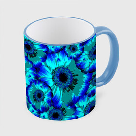 Кружка с полной запечаткой с принтом Голубые хризантемы , керамика | ёмкость 330 мл | 8 марта | голубые хризантемы | голубые цветы | хризантемы | цветы