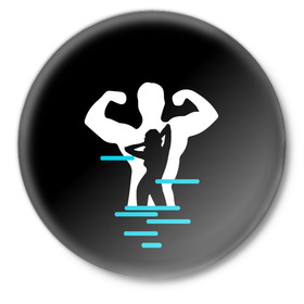 Значок с принтом титан ,  металл | круглая форма, металлическая застежка в виде булавки | Тематика изображения на принте: crossfit | sport | бодибилдинг | зал | мужчина | мускулы | мышцы | сила | спорт | фитнес