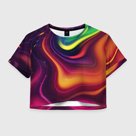 Женская футболка Crop-top 3D с принтом Acid Club , 100% полиэстер | круглая горловина, длина футболки до линии талии, рукава с отворотами | acid | hyper | neon | абстракция | дискотека | кислота | кислотная футболка | кислотный цвет | клуб | клубная | неон | неоновый свет | ночной | хайп | хайпер