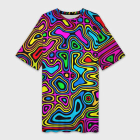 Платье-футболка 3D с принтом Психоделика ,  |  | acid | hyper | neon | абстракция | дискотека | кислота | кислотная футболка | кислотный | клуб | клубная | неон | неоновый свет | ночной | растаман | трип | хайп | хайпер | яркий