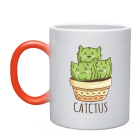 Кружка хамелеон с принтом Catctus , керамика | меняет цвет при нагревании, емкость 330 мл | art | cactus | cats | kittens | pot | арт | горшок | кактус | коты | котята | кошки