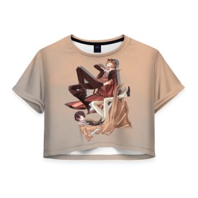 Женская футболка Crop-top 3D с принтом Дазай и Чуя , 100% полиэстер | круглая горловина, длина футболки до линии талии, рукава с отворотами | bungou stray dogs | аниме | великие из бродячих псов | дазай | чуя