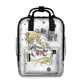 Женский рюкзак 3D с принтом Sailor Moon. We can do it! , 100% полиэстер | лямки с регулируемой длиной, сверху ручки, чтобы рюкзак нести как сумку. Основное отделение закрывается на молнию, как и внешний карман. Внутри два дополнительных кармана, один из которых закрывается на молнию. По бокам два дополнительных кармашка, куда поместится маленькая бутылочка
 | ami | girl | mizuno | moon | sailor | tsukino | usagi | ами | банни | волшебница | девушка | малышка | махо сёдзё | мидзуно | минако | мун | рэй | сейлор | усаги | хино | цукино | чибиуса