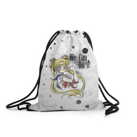 Рюкзак-мешок 3D с принтом Sailor Moon. We can do it! , 100% полиэстер | плотность ткани — 200 г/м2, размер — 35 х 45 см; лямки — толстые шнурки, застежка на шнуровке, без карманов и подкладки | Тематика изображения на принте: ami | girl | mizuno | moon | sailor | tsukino | usagi | ами | банни | волшебница | девушка | малышка | махо сёдзё | мидзуно | минако | мун | рэй | сейлор | усаги | хино | цукино | чибиуса