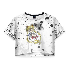 Женская футболка Crop-top 3D с принтом Sailor Moon. We can do it! , 100% полиэстер | круглая горловина, длина футболки до линии талии, рукава с отворотами | ami | girl | mizuno | moon | sailor | tsukino | usagi | ами | банни | волшебница | девушка | малышка | махо сёдзё | мидзуно | минако | мун | рэй | сейлор | усаги | хино | цукино | чибиуса