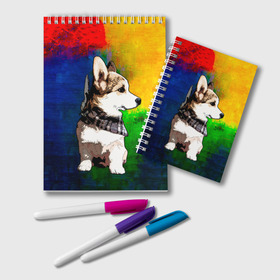 Блокнот с принтом Корги , 100% бумага | 48 листов, плотность листов — 60 г/м2, плотность картонной обложки — 250 г/м2. Листы скреплены удобной пружинной спиралью. Цвет линий — светло-серый
 | Тематика изображения на принте: art | corgi | dog | арт | корги | собака