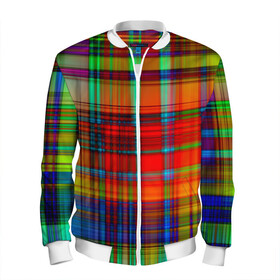 Мужской бомбер 3D с принтом Радужная сетка , 100% полиэстер | застегивается на молнию, по бокам два кармана без застежек, по низу бомбера и на воротнике - эластичная резинка | радуга | радужная сетка | спектр цветов | текстуры | узор сетка | цветные линии