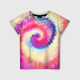 Детская футболка 3D с принтом Tie Dye vortex , 100% гипоаллергенный полиэфир | прямой крой, круглый вырез горловины, длина до линии бедер, чуть спущенное плечо, ткань немного тянется | art | hype | maelstrom | swirl | tie dye | trend | vortex | акварель | акрил | арт | буйство | вихрь | дизайн | завихрение | краски | красок | тай дай | торнадо | тренд | трендовая | хайповая
