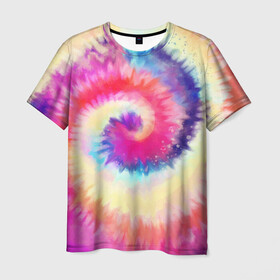 Мужская футболка 3D с принтом Tie Dye vortex , 100% полиэфир | прямой крой, круглый вырез горловины, длина до линии бедер | Тематика изображения на принте: art | hype | maelstrom | swirl | tie dye | trend | vortex | акварель | акрил | арт | буйство | вихрь | дизайн | завихрение | краски | красок | тай дай | торнадо | тренд | трендовая | хайповая