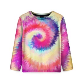 Детский лонгслив 3D с принтом Tie Dye vortex , 100% полиэстер | длинные рукава, круглый вырез горловины, полуприлегающий силуэт
 | Тематика изображения на принте: art | hype | maelstrom | swirl | tie dye | trend | vortex | акварель | акрил | арт | буйство | вихрь | дизайн | завихрение | краски | красок | тай дай | торнадо | тренд | трендовая | хайповая