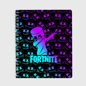 Тетрадь с принтом FORTNITE X MARSHMELLO , 100% бумага | 48 листов, плотность листов — 60 г/м2, плотность картонной обложки — 250 г/м2. Листы скреплены сбоку удобной пружинной спиралью. Уголки страниц и обложки скругленные. Цвет линий — светло-серый
 | fortnite | fortnite 2 | fortnite x | marshmello | ninja | ninja hyper streamer | ninja streamer | streamer | tyler blevins | маршмелло | ниндзя | фортнайт | фортнайт 2 | фортнайт глава 2