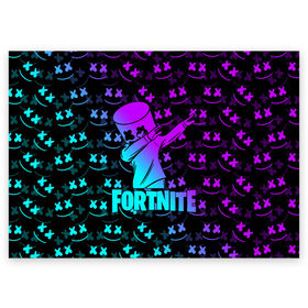 Поздравительная открытка с принтом FORTNITE X MARSHMELLO , 100% бумага | плотность бумаги 280 г/м2, матовая, на обратной стороне линовка и место для марки
 | fortnite | fortnite 2 | fortnite x | marshmello | ninja | ninja hyper streamer | ninja streamer | streamer | tyler blevins | маршмелло | ниндзя | фортнайт | фортнайт 2 | фортнайт глава 2