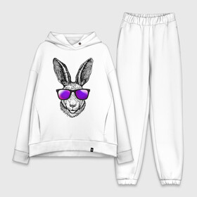 Женский костюм хлопок Oversize с принтом Клевый заяц ,  |  | Тематика изображения на принте: заяц | заяц в очках | крутой | кул | солнечные очки