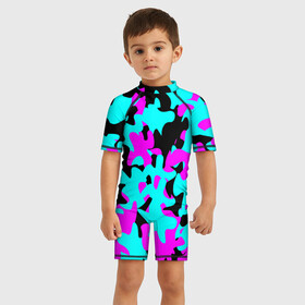 Детский купальный костюм 3D с принтом Modern Camouflage , Полиэстер 85%, Спандекс 15% | застежка на молнии на спине | Тематика изображения на принте: abstract | camouflage | design | geometry | modern | texture | геометрия | дизайн | камуфляж | современный | текстура