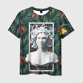 Мужская футболка 3D с принтом Медуза Горгона , 100% полиэфир | прямой крой, круглый вырез горловины, длина до линии бедер | 8 марта | горгона | женщины | медуза | медуза горгона | растения | фем | цветы