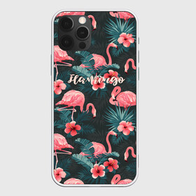 Чехол для iPhone 12 Pro Max с принтом Flamingo , Силикон |  | Тематика изображения на принте: girl | woman | девушкам | девушки | листья | подарок | тропические цветы | фламинго | цветы