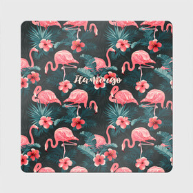 Магнит виниловый Квадрат с принтом Flamingo , полимерный материал с магнитным слоем | размер 9*9 см, закругленные углы | Тематика изображения на принте: girl | woman | девушкам | девушки | листья | подарок | тропические цветы | фламинго | цветы
