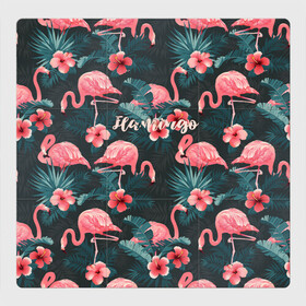 Магнитный плакат 3Х3 с принтом Flamingo , Полимерный материал с магнитным слоем | 9 деталей размером 9*9 см | Тематика изображения на принте: girl | woman | девушкам | девушки | листья | подарок | тропические цветы | фламинго | цветы