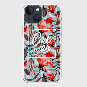 Чехол для iPhone 13 mini с принтом Girl Can ,  |  | girl | woman | девушкам | девушки | листья | подарок | тропические цветы | фламинго | цветы