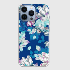 Чехол для iPhone 13 Pro с принтом Нежные цветы ,  |  | Тематика изображения на принте: girl | woman | девушкам | девушки | листья | подарок | тропические цветы | цветы