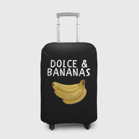 Чехол для чемодана 3D с принтом Dolce and Bananas , 86% полиэфир, 14% спандекс | двустороннее нанесение принта, прорези для ручек и колес | banana | dolce and gabbana | банан | бананы | дольче и габбана | на английском | на иностранном | надписи на английском | надпись | прикольные надписи | слово | слоган | со словом | чёрно белая