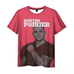 Мужская футболка 3D с принтом Dustin Poirier , 100% полиэфир | прямой крой, круглый вырез горловины, длина до линии бедер | 