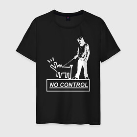 Мужская футболка хлопок с принтом No control - Banksy  , 100% хлопок | прямой крой, круглый вырез горловины, длина до линии бедер, слегка спущенное плечо. | Тематика изображения на принте: banksy | анархизм | андерграунд | антивоенное движение | антиимпериализм | антикапитализм | арт | бенкс | бенкси | бристоль | бэнкс | бэнкси | граффити | из англии | картина | на стене | нигилизм