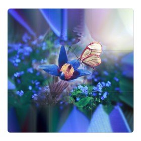 Магнитный плакат 3Х3 с принтом Бабочка , Полимерный материал с магнитным слоем | 9 деталей размером 9*9 см | бабочка | зеленая | искусство | лето | насекомое | поляна | полянка | природа | текстура | текстуры | цветок | цветы