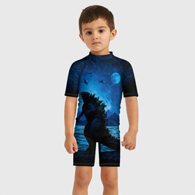 Детский купальный костюм 3D с принтом GODZILLA | ГОДЗИЛЛА , Полиэстер 85%, Спандекс 15% | застежка на молнии на спине | comic con | godzilla | gojira | logo | годзилла | знаки | иероглифы | лого | монстр | фильм | чудовище