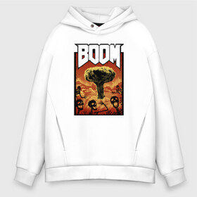 Мужское худи Oversize хлопок с принтом DOOM BOOM , френч-терри — 70% хлопок, 30% полиэстер. Мягкий теплый начес внутри —100% хлопок | боковые карманы, эластичные манжеты и нижняя кромка, капюшон на магнитной кнопке | 