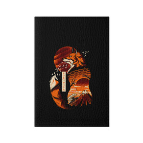 Обложка для паспорта матовая кожа с принтом JAPAN FOX , натуральная матовая кожа | размер 19,3 х 13,7 см; прозрачные пластиковые крепления | fox | japan | orange | sakura | знаки | иероглифы | лиса | сакура | символы | фудзияма | япония