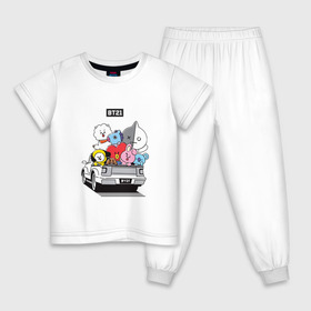 Детская пижама хлопок с принтом BT21 , 100% хлопок |  брюки и футболка прямого кроя, без карманов, на брюках мягкая резинка на поясе и по низу штанин
 | bt21 | bts | k pop | бт21 | бтс | бтс 2020 | группа бтс | к поп | кей поп | кейпоп