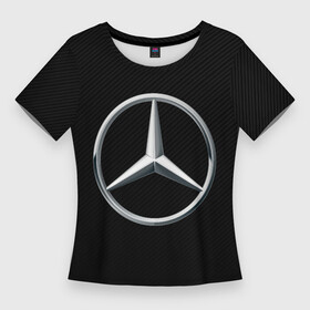 Женская футболка 3D Slim с принтом MERCEDES BENZ CARBON | МЕРСЕДЕС ,  |  | amg | auto | carbon | mercedes | sport | авто | автомобиль | автомобильные | амг | бренд | карбон | марка | машины | мерседес | спорт