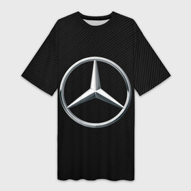 Платье-футболка 3D с принтом MERCEDES BENZ CARBON | МЕРСЕДЕС ,  |  | amg | auto | carbon | mercedes | sport | авто | автомобиль | автомобильные | амг | бренд | карбон | марка | машины | мерседес | спорт