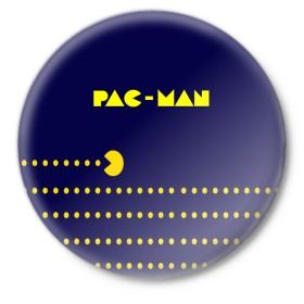 Значок с принтом PAC-MAN ,  металл | круглая форма, металлическая застежка в виде булавки | 1980 | game | ghostbusters | pac man | игра | монстры | охотники за привидениями | пэкмен | уровень | ход
