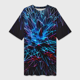 Платье-футболка 3D с принтом NEON GEOMETRY ,  |  | Тематика изображения на принте: abstraction | cyber | cyberpunk | future | geometry | hexagon | neon | techno | texture | абстракция | броня | геометрия | кибер | краски | неон | неоновый | сетка | соты | стальная броня | текстура | шестигранники