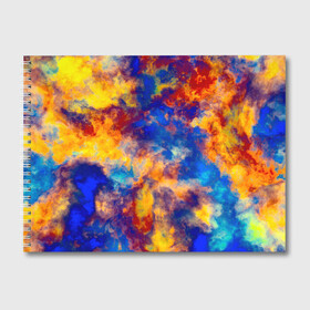 Альбом для рисования с принтом Огненно-синий полутон , 100% бумага
 | матовая бумага, плотность 200 мг. | textures | абстракция | дым | желтый | краски | красный | небо | облака | огонь | пламя | разводы | разноцветный | синий | текстура | текстуры | туман | узор | фон
