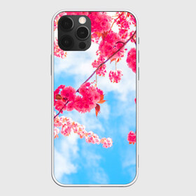 Чехол для iPhone 12 Pro Max с принтом Цветение Вишни , Силикон |  | Тематика изображения на принте: flowers | pink | бутоны | весна | вишня | дерево | листья | небо | облака | природа | розовый | сакура | солнце | цветение | цветочки | цветы