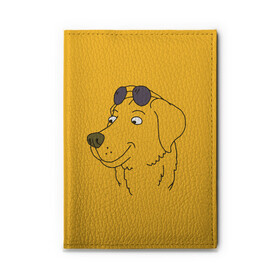 Обложка для автодокументов с принтом Mr. Peanutbutter , натуральная кожа |  размер 19,9*13 см; внутри 4 больших “конверта” для документов и один маленький отдел — туда идеально встанут права | bojack horseman | mr. peanutbutter | конь боджек | мистер арахисовое масло | мистер подхвост