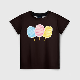 Детская футболка 3D с принтом Сладкая вата , 100% гипоаллергенный полиэфир | прямой крой, круглый вырез горловины, длина до линии бедер, чуть спущенное плечо, ткань немного тянется | Тематика изображения на принте: вата | воздушная | воздушная вата | летнее настроение | сладкоежка