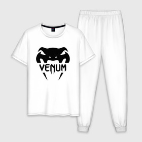 Мужская пижама хлопок с принтом Venum , 100% хлопок | брюки и футболка прямого кроя, без карманов, на брюках мягкая резинка на поясе и по низу штанин
 | 