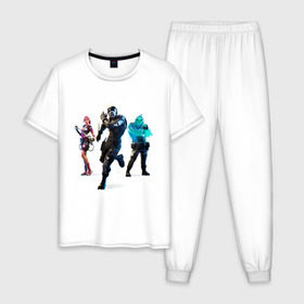 Мужская пижама хлопок с принтом Fortnite Фортнайт , 100% хлопок | брюки и футболка прямого кроя, без карманов, на брюках мягкая резинка на поясе и по низу штанин
 | для самых топовых игроков